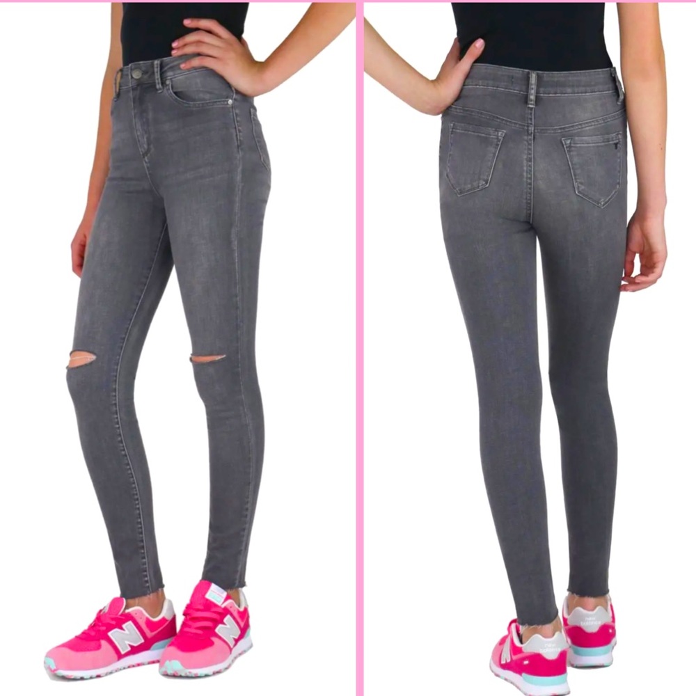 Tractr Destructed High-Rise Skinny Jeans w Fray Hem (Girls Sz 14 / Ladie…